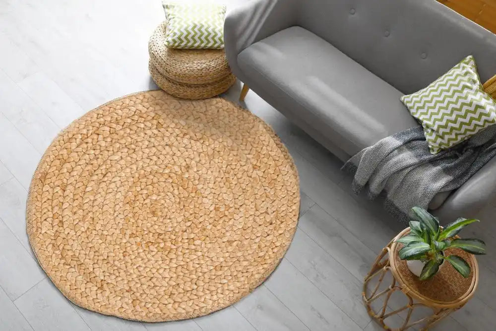 Esselle altrincham reverseable heaton circle woven jute Beige Living Room Natural Fibre Rug.