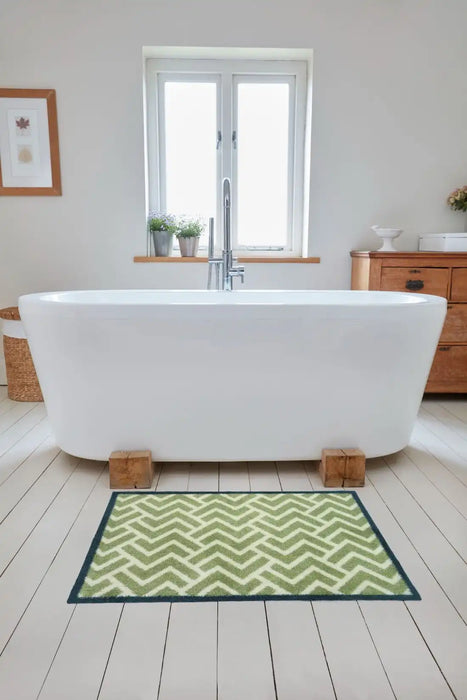 Turtle Mat turtle designs herringbone green Green Kitchen  Washable Rug.