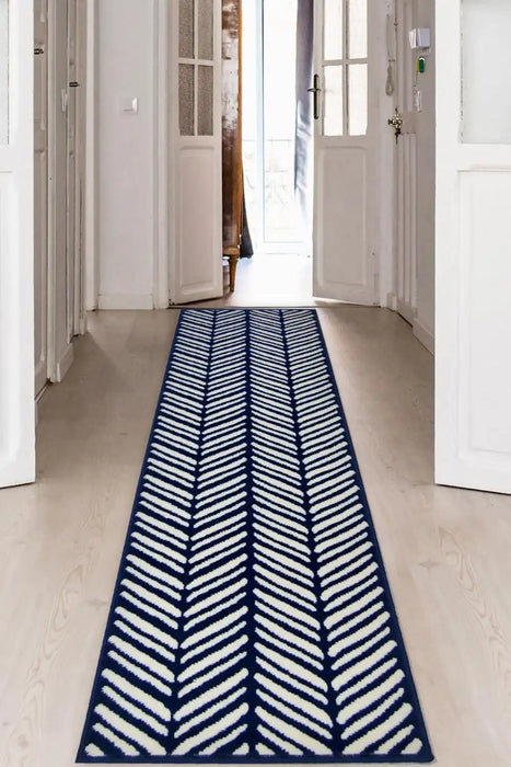 Homemaker maestro herringbone navy Blue, Navy Living Room  Rug.