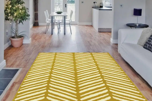 Homemaker maestro herringbone ochre Yellow Living Room  Rug.