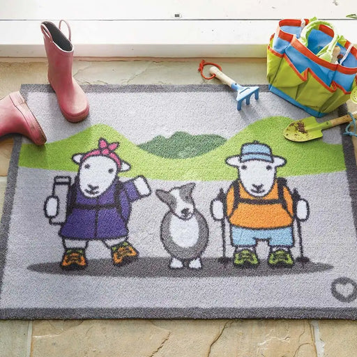 Hug Rug herdy hiker Grey, Multicoloured Outdoor  Washable Rug.