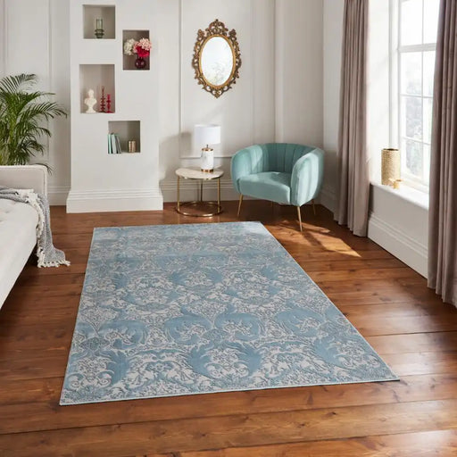 Think Rugs laurence llewelyn bowen imperial blue Blue Living Room Floral Rug.