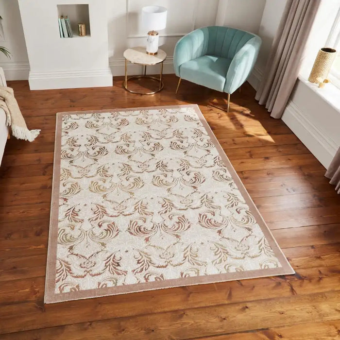 Think Rugs laurence llewelyn bowen imperial bronze Brown, Beige Living Room Floral Rug.