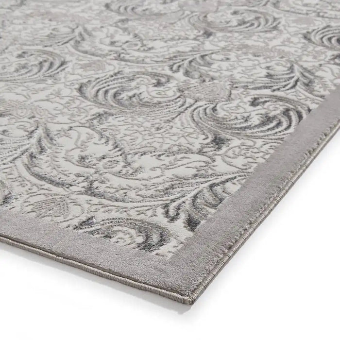 Think Rugs laurence llewelyn bowen imperial silver Grey Living Room Floral Rug.