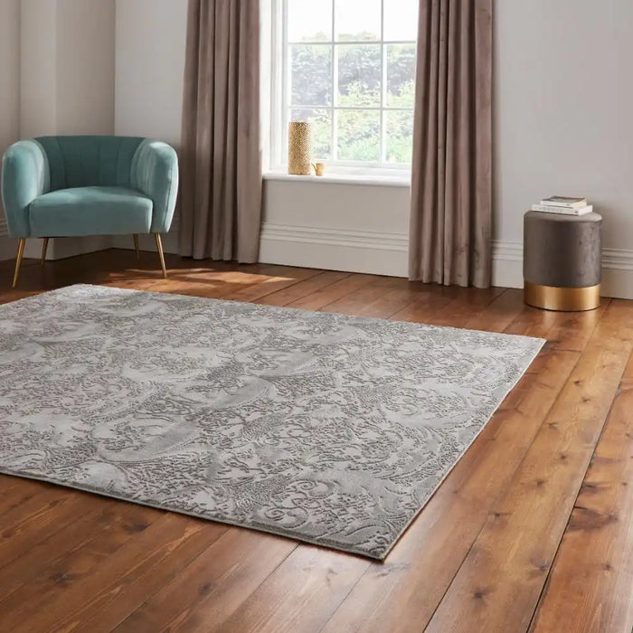 Think Rugs laurence llewelyn bowen imperial slate Grey Living Room Floral Rug.