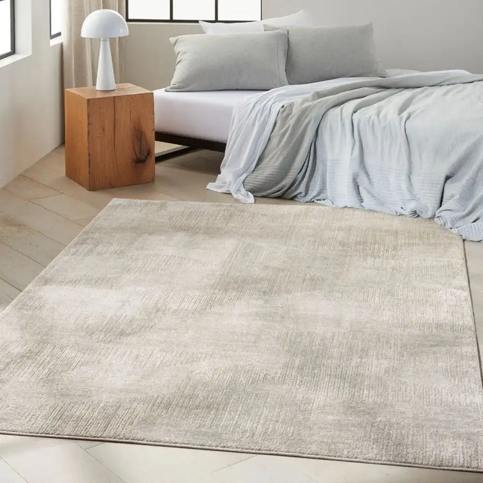 Calvin Klein ck024 irradiant irr01 silver Grey Living Room Geometric Rug.