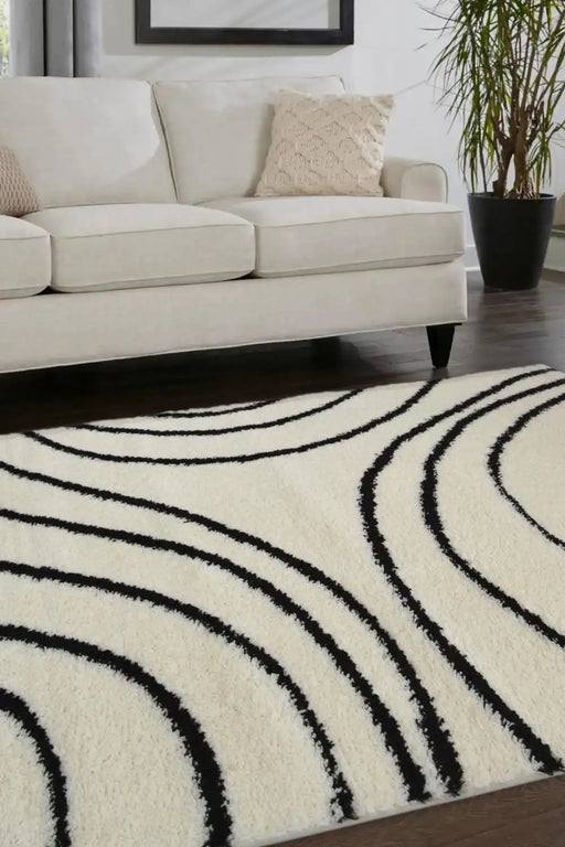 Homemaker snug melrose iso black Black, Ivory Living Room Geometric Rug.