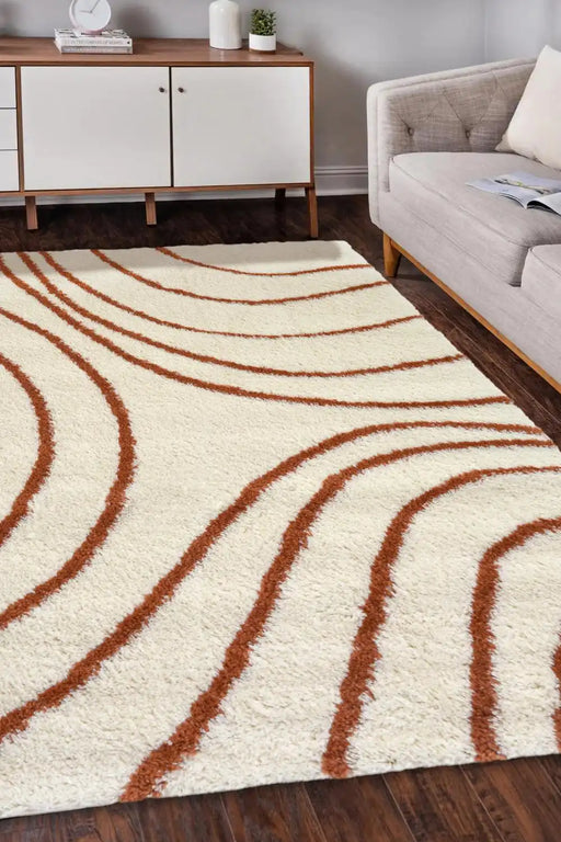 Homemaker snug melrose iso terra Ivory, Orange Living Room Geometric Rug.