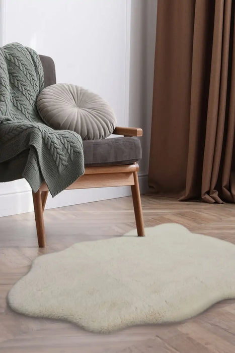 Homemaker luxury faux fur ivory Ivory Living Room Shaggy Rug.