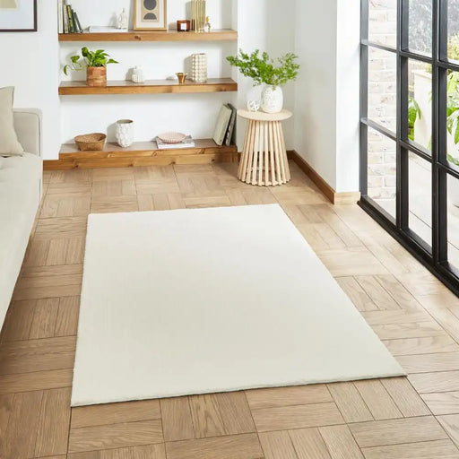 Think Rugs bay washable ivory Ivory Living Room Shaggy Rug.