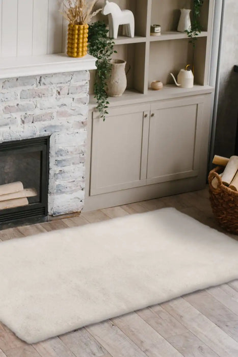 Homemaker luxury faux fur ivory Ivory Living Room Shaggy Rug.
