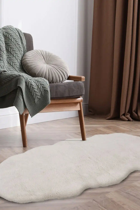 Homemaker luxury faux fur ivory Ivory Living Room Shaggy Rug.