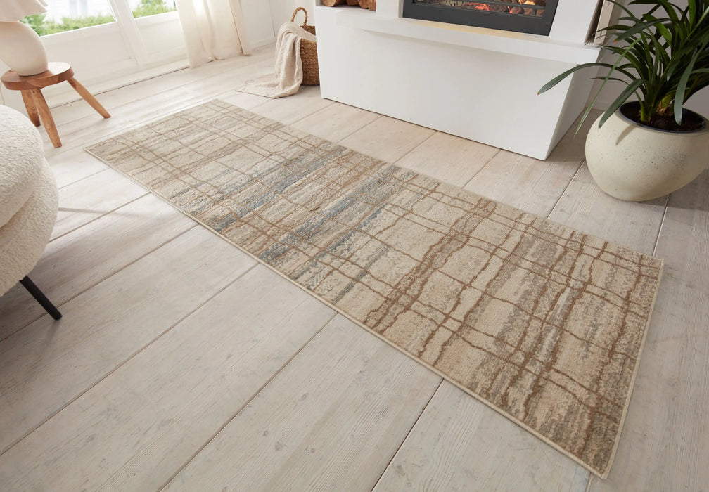 Hanse Home terrain jord cream blue Blue, Beige Living Room Moroccan Rug.