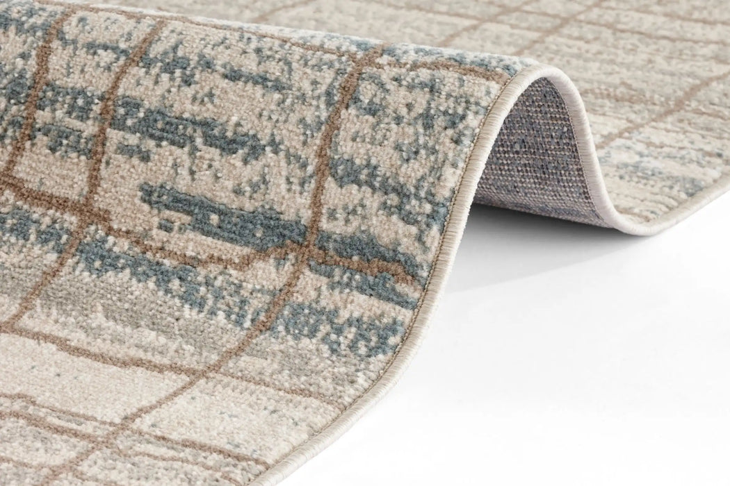 Hanse Home terrain jord cream blue Blue, Beige Living Room Moroccan Rug.