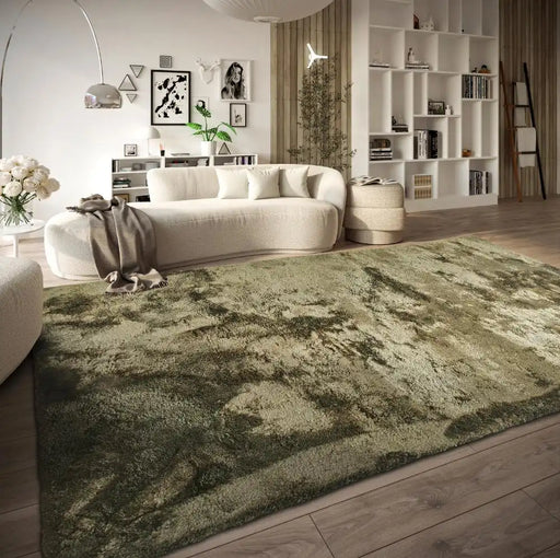 Elle Decoration elle cosy jungle green Green Living Room Shaggy Rug.