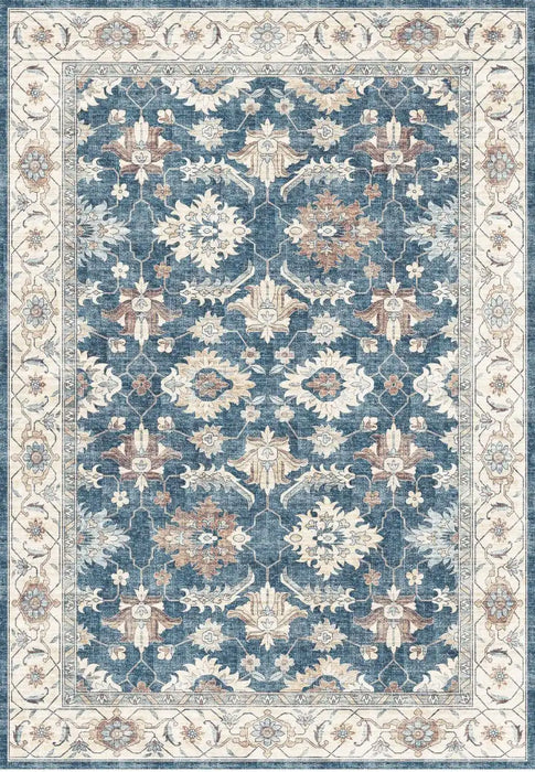 Likewise Matting silk road washable jurdar Blue Living Room Washable Rug.