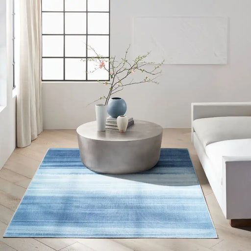 Calvin Klein ck031 launder ldr01 aqua Blue Living Room Flat Weave Rug.