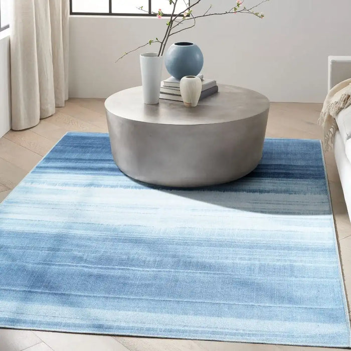 Calvin Klein ck031 launder ldr01 aqua Blue Living Room Flat Weave Rug.