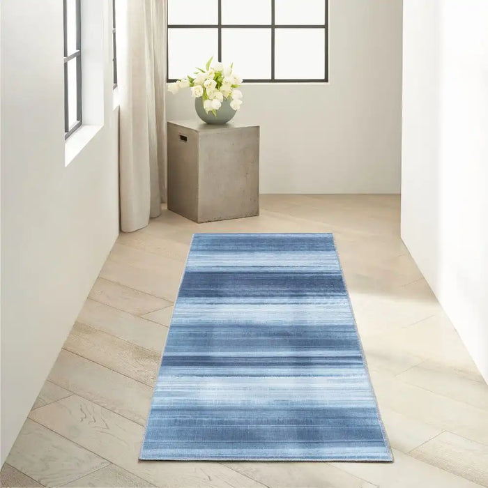 Calvin Klein ck031 launder ldr01 aqua Blue Living Room Flat Weave Rug.