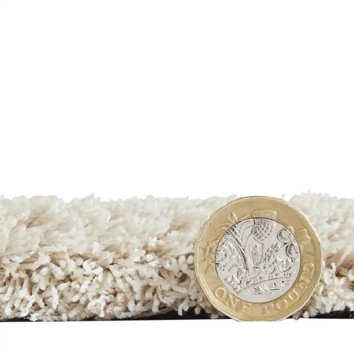 Think Rugs kara washable linen Beige Living Room Shaggy Rug.