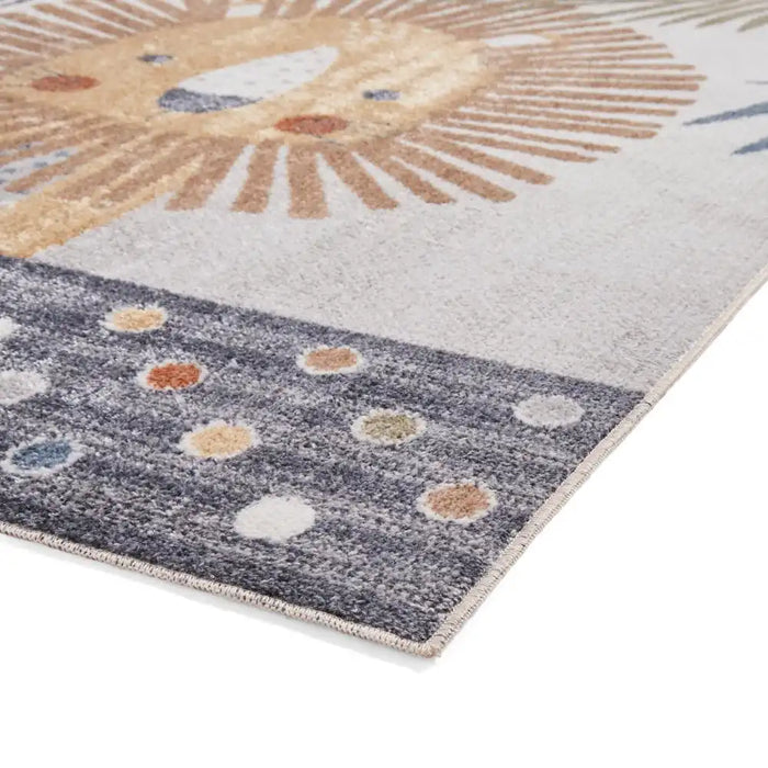 Think Rugs vida washable lion Grey, Beige Bedroom  Washable Rug.