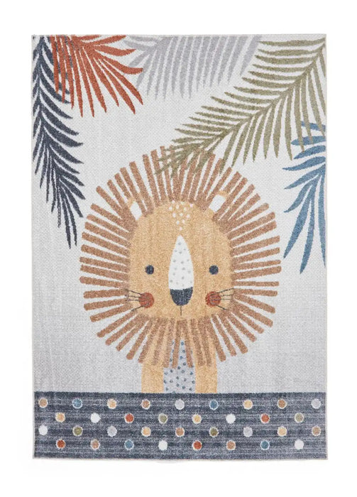Think Rugs vida washable lion Grey, Beige Bedroom  Washable Rug.