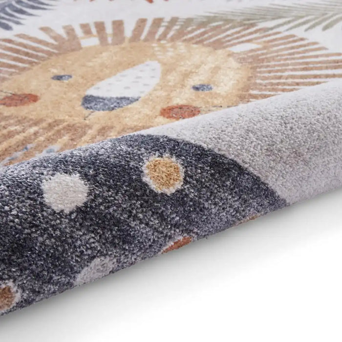 Think Rugs vida washable lion Grey, Beige Bedroom  Washable Rug.