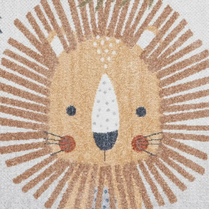 Think Rugs vida washable lion Grey, Beige Bedroom  Washable Rug.