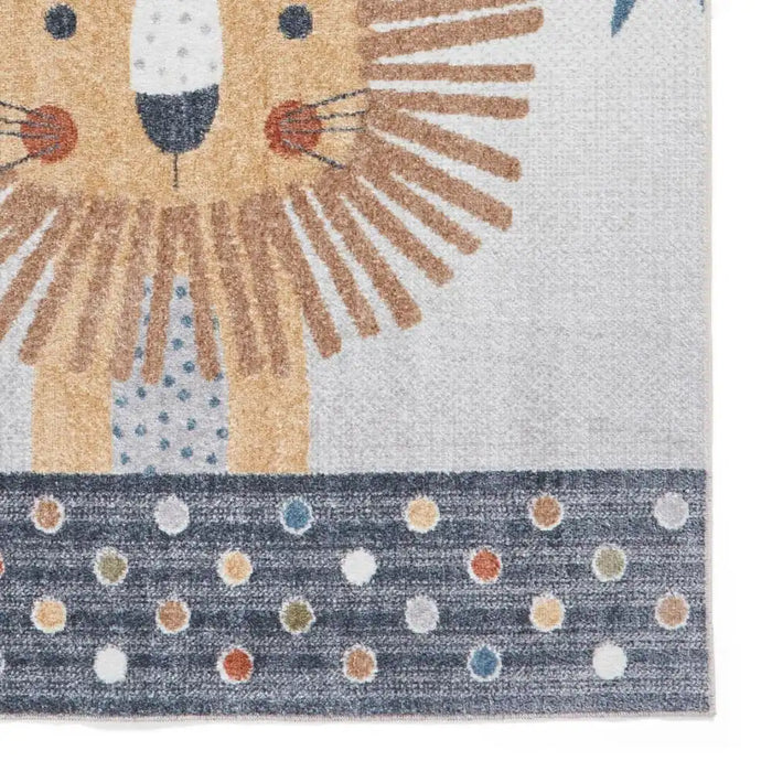 Think Rugs vida washable lion Grey, Beige Bedroom  Washable Rug.