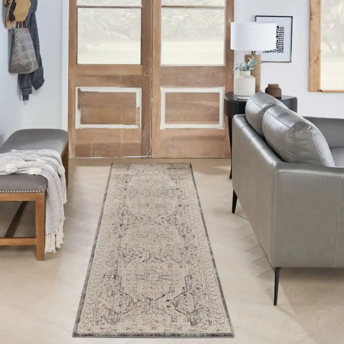 Nourison lynx lnx01 ivory charcoal Grey, Ivory Living Room  Rug.