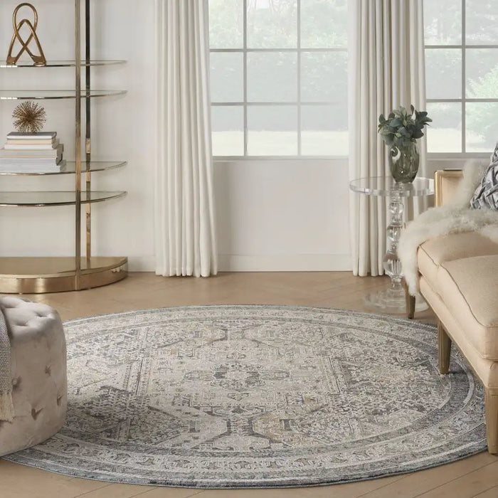 Nourison lynx lnx01 ivory charcoal Grey, Ivory Living Room  Rug.