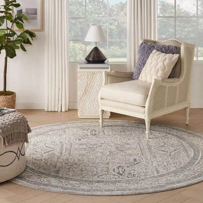 Nourison lynx lnx01 ivory grey blue Blue, Grey, Ivory Living Room  Rug.