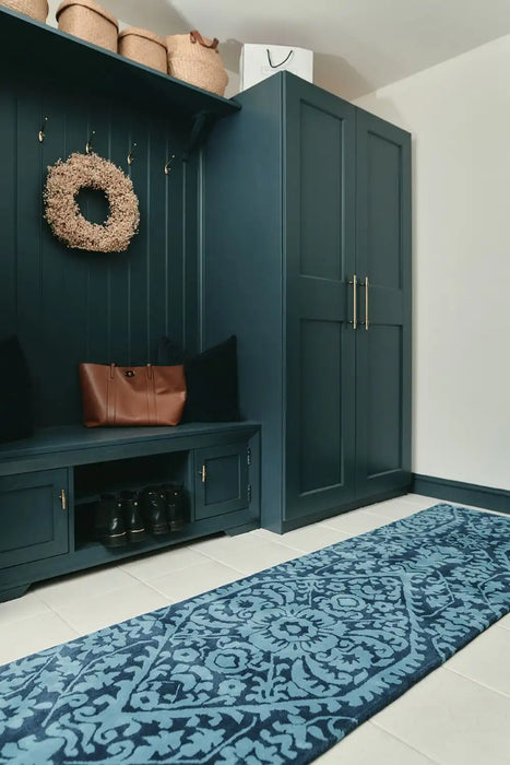 Woven Edge woven edge runners lucia c2 blue Blue Living Room Wool Rug.