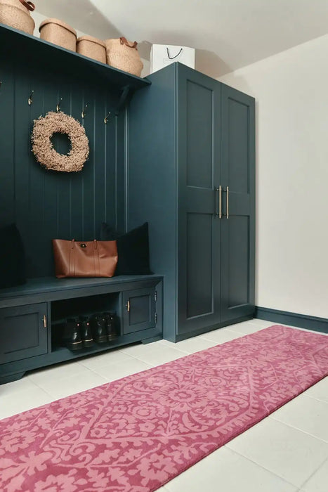 Woven Edge woven edge runners lucia c4 pink Pink Living Room Wool Rug.