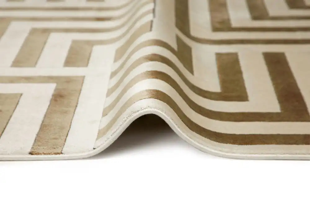 Concept Looms lugano lug01 ivory gold Yellow, Ivory Living Room Geometric Rug.