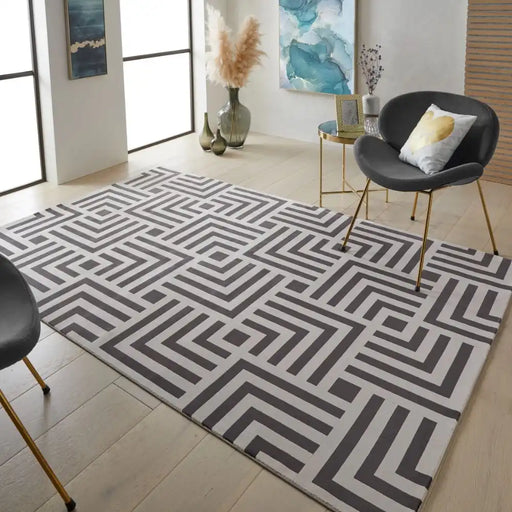 Concept Looms lugano lug01 light grey anthracite Grey Living Room Geometric Rug.