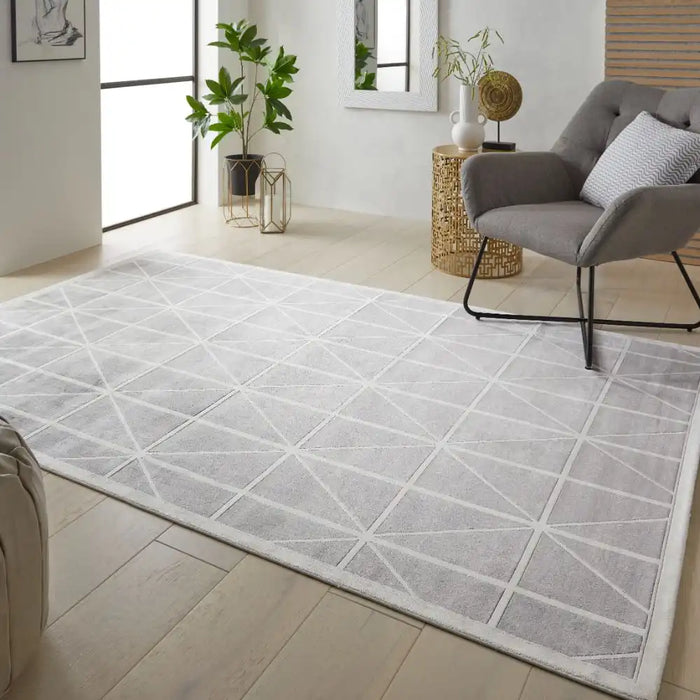 Concept Looms lugano lug02 light grey ivory Grey, Ivory Living Room Geometric Rug.