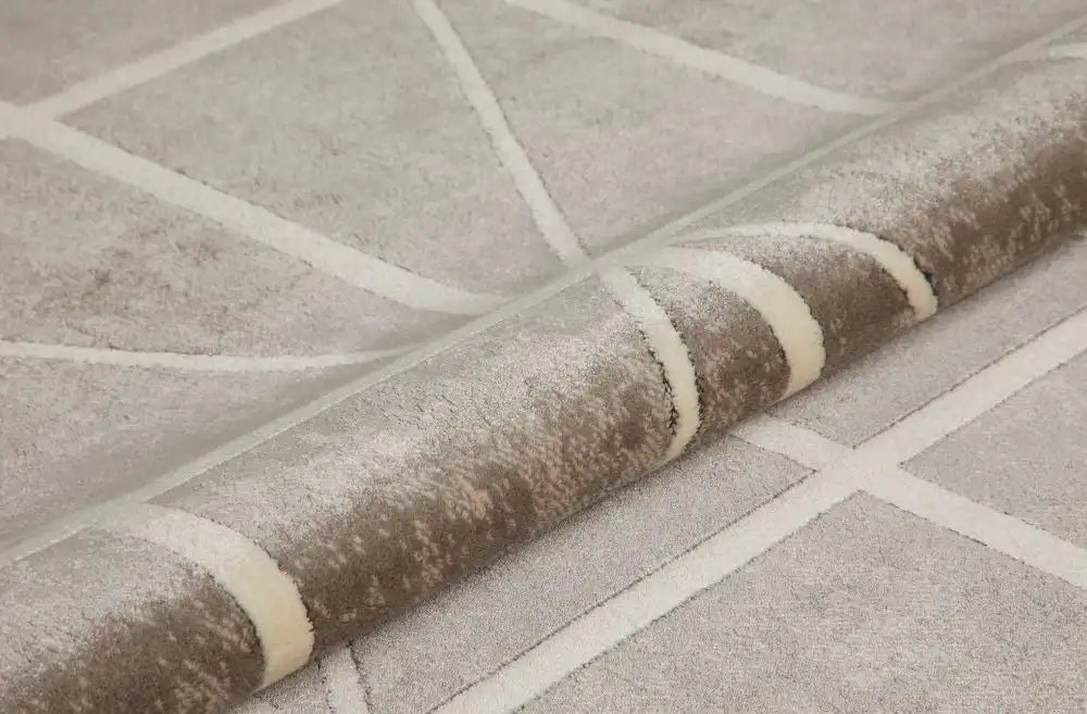Concept Looms lugano lug02 light grey ivory Grey, Ivory Living Room Geometric Rug.