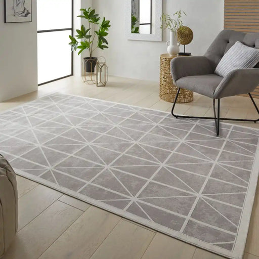 Concept Looms lugano lug02 light grey ivory Grey, Ivory Living Room Geometric Rug.