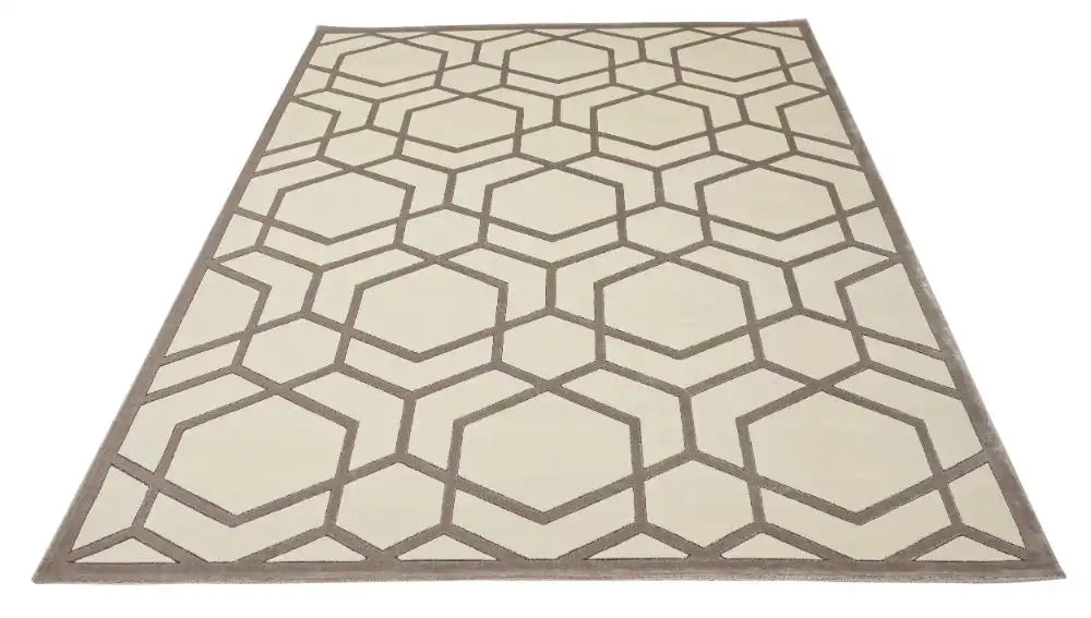 Concept Looms lugano lug04 ivory light grey Grey, Ivory Living Room Geometric Rug.