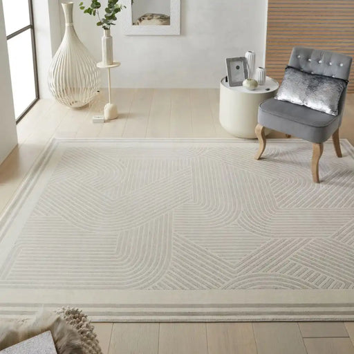 Concept Looms lugano lug05 light grey ivory Grey, Ivory Living Room Geometric Rug.