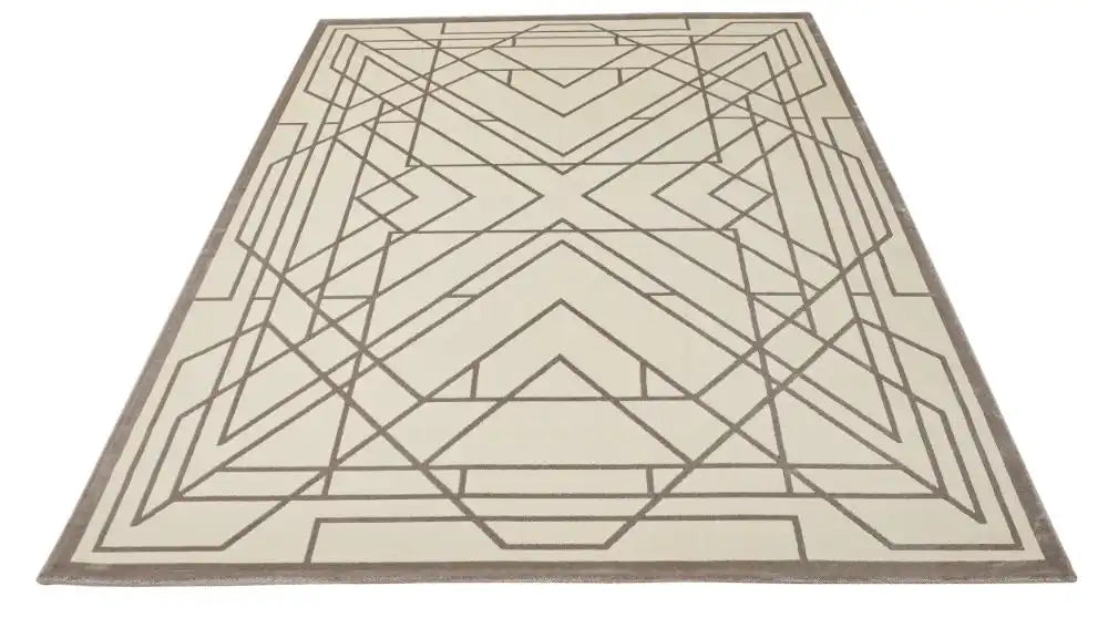 Concept Looms lugano lug07 ivory grey Grey, Ivory Living Room Geometric Rug.