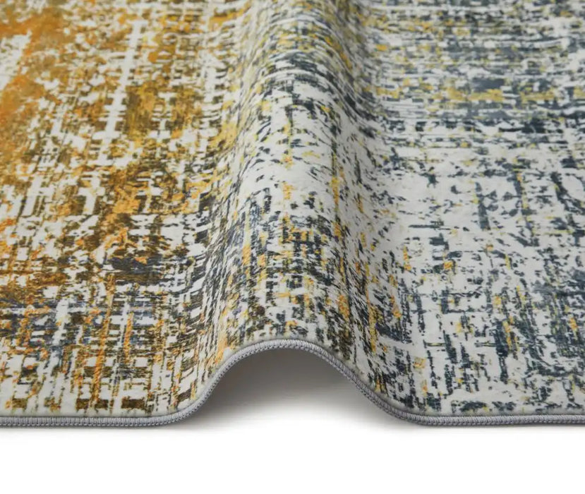 Lux Washable LUX06 Blue Copper Blue, Yellow Rug — RugsDirect Online