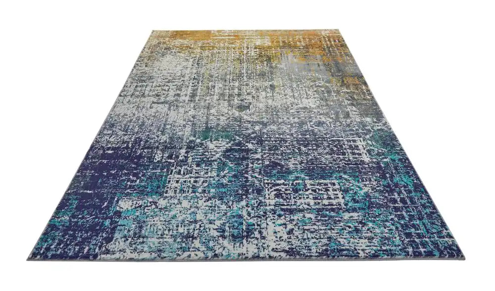 Lux Washable LUX06 Blue Copper Blue, Yellow Rug — RugsDirect Online