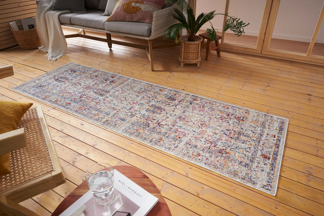 Nouristan cairo luxor cream multi Multicoloured, Cream Living Room Moroccan Rug.