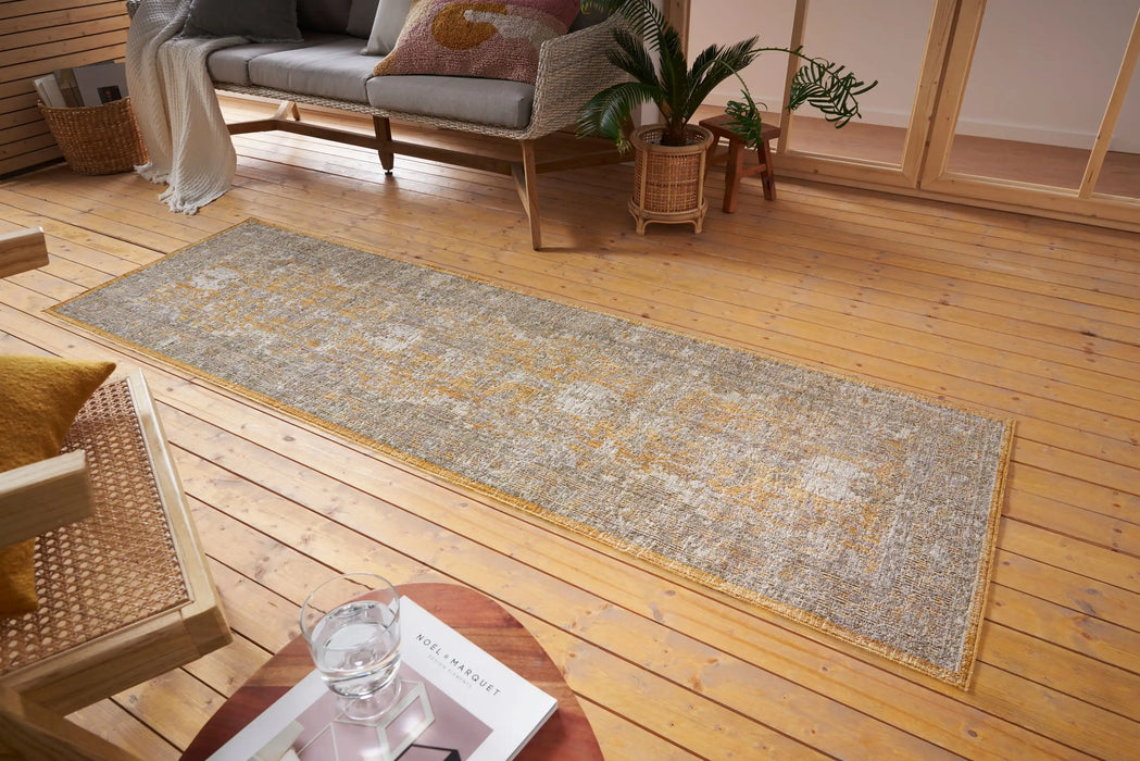 Nouristan cairo luxor gold Yellow Living Room Moroccan Rug.