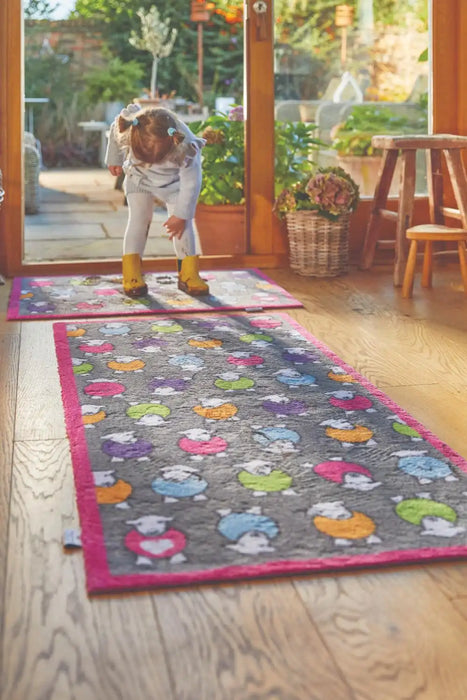 Hug Rug herdy marra herdy pink Multicoloured, Pink Outdoor  Washable Rug.