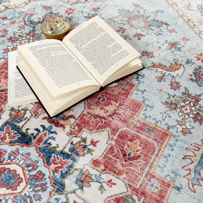 Origins washable soho marrakesh multi Multicoloured, Red Living Room Geometric Rug.
