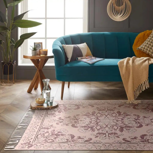 Esselle kew antique indoor outdoors mauve Purple Living Room Washable Rug.