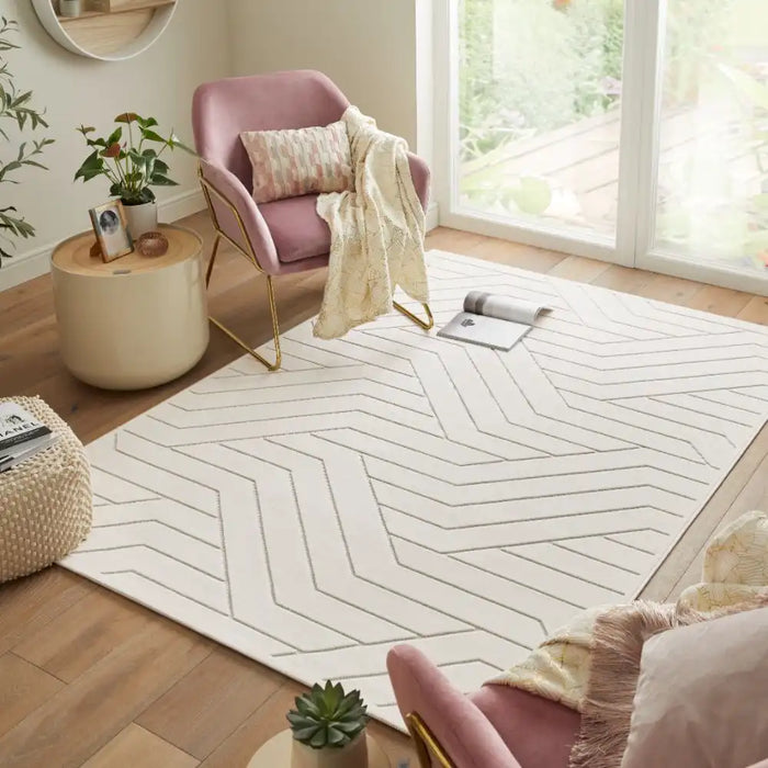 Smite Rama Rugs Maze Rama MAZ101 Ivory Ivory Rug — RugsDirect Online